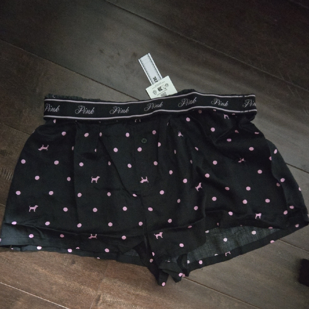 Victoria's Secret Black and Pink Pajama Shorts